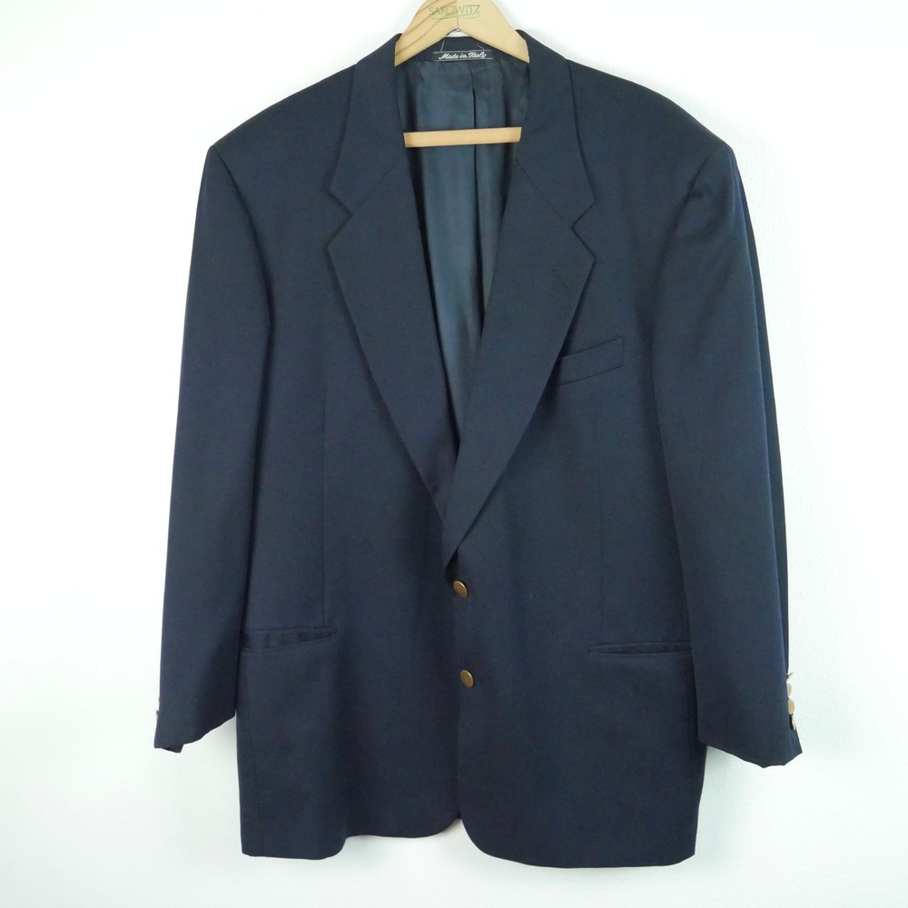 Valentino Uomo Vintage Mens Navy Blue Blazer Jacket Gold Buttons Italy Size 44R